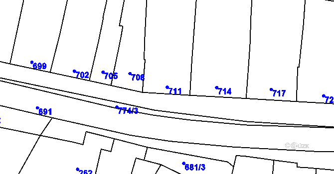 Parcela st. 711 v KÚ Žatčany, Katastrální mapa