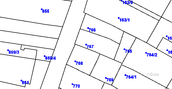Parcela st. 767 v KÚ Žatčany, Katastrální mapa