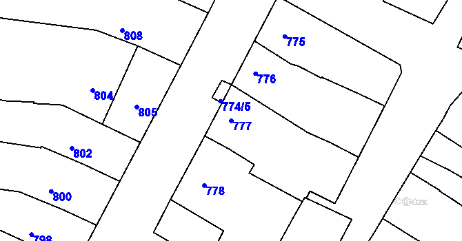 Parcela st. 777 v KÚ Žatčany, Katastrální mapa