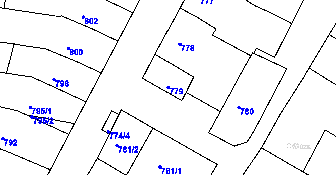 Parcela st. 779 v KÚ Žatčany, Katastrální mapa