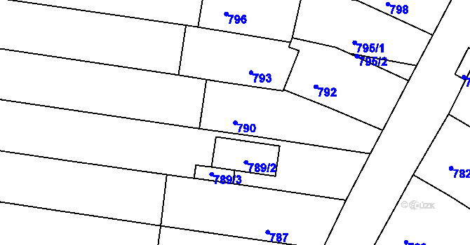 Parcela st. 790 v KÚ Žatčany, Katastrální mapa