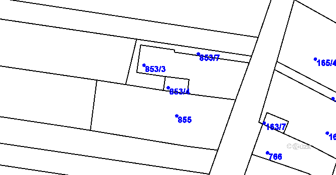 Parcela st. 853/4 v KÚ Žatčany, Katastrální mapa