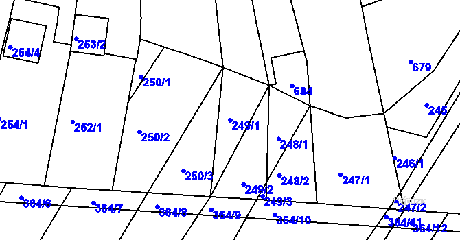 Parcela st. 249/1 v KÚ Žatčany, Katastrální mapa
