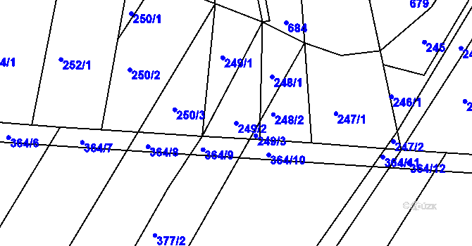 Parcela st. 249/2 v KÚ Žatčany, Katastrální mapa