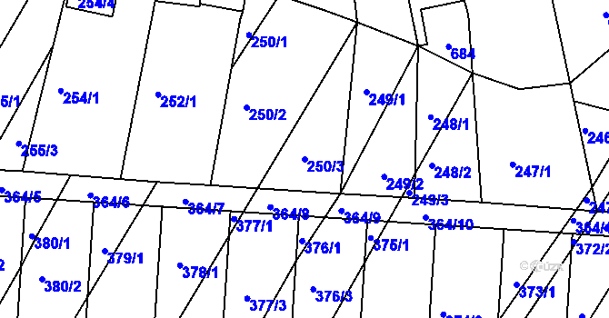 Parcela st. 250/3 v KÚ Žatčany, Katastrální mapa
