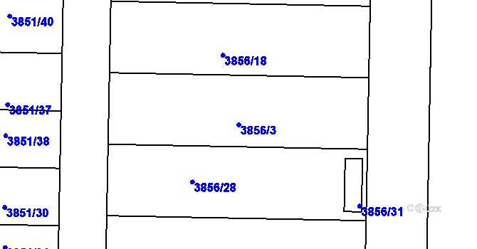 Parcela st. 3856/3 v KÚ Žatčany, Katastrální mapa