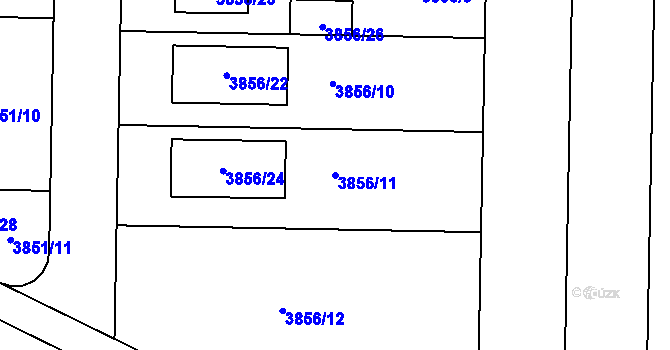 Parcela st. 3856/11 v KÚ Žatčany, Katastrální mapa
