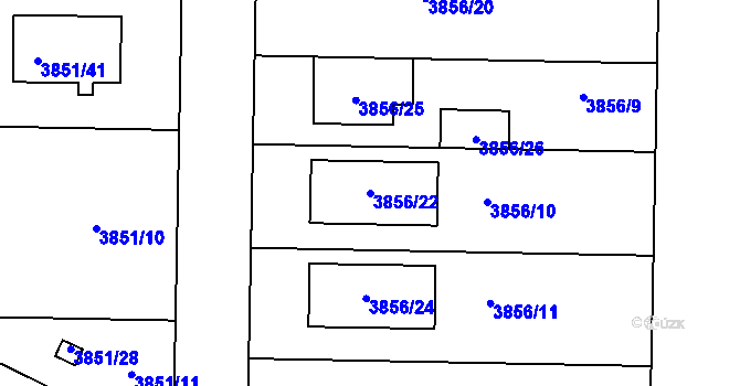 Parcela st. 3856/22 v KÚ Žatčany, Katastrální mapa