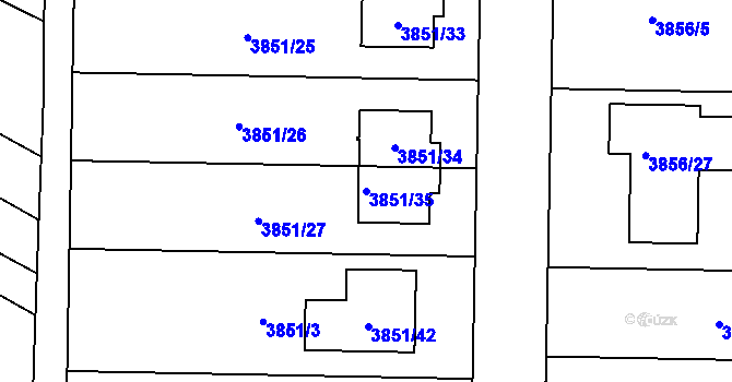 Parcela st. 3851/35 v KÚ Žatčany, Katastrální mapa