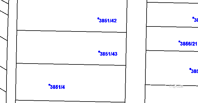 Parcela st. 3851/43 v KÚ Žatčany, Katastrální mapa