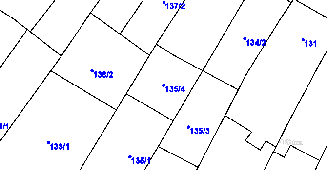 Parcela st. 135/4 v KÚ Žatčany, Katastrální mapa