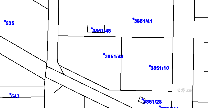 Parcela st. 3851/49 v KÚ Žatčany, Katastrální mapa