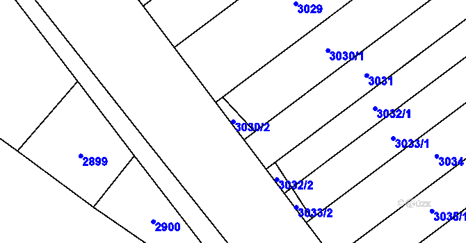 Parcela st. 3030/2 v KÚ Žatčany, Katastrální mapa