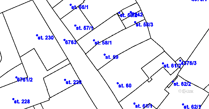 Parcela st. 59 v KÚ Žatec, Katastrální mapa