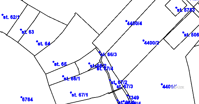Parcela st. 66/3 v KÚ Žatec, Katastrální mapa