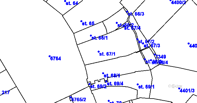 Parcela st. 67/1 v KÚ Žatec, Katastrální mapa
