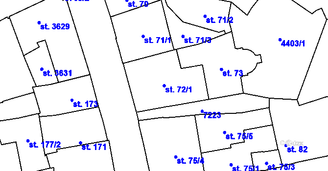 Parcela st. 72/1 v KÚ Žatec, Katastrální mapa