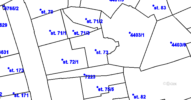 Parcela st. 73 v KÚ Žatec, Katastrální mapa