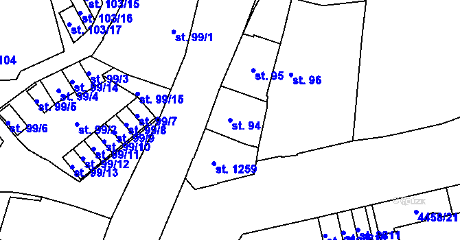 Parcela st. 94 v KÚ Žatec, Katastrální mapa