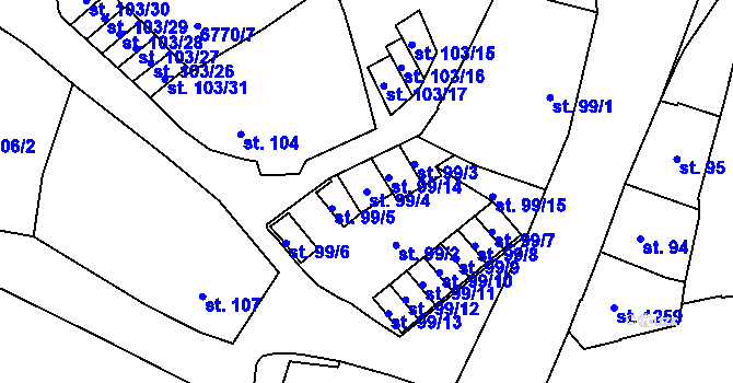 Parcela st. 99/4 v KÚ Žatec, Katastrální mapa
