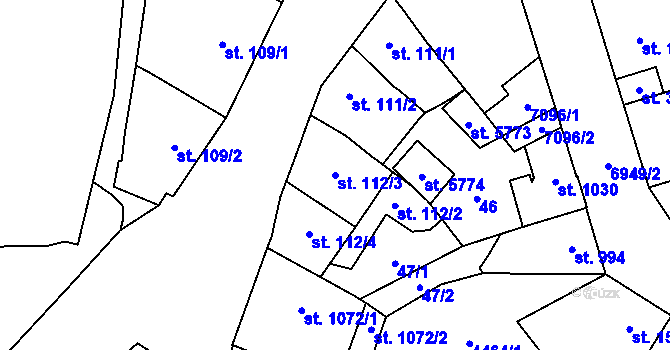 Parcela st. 112/3 v KÚ Žatec, Katastrální mapa