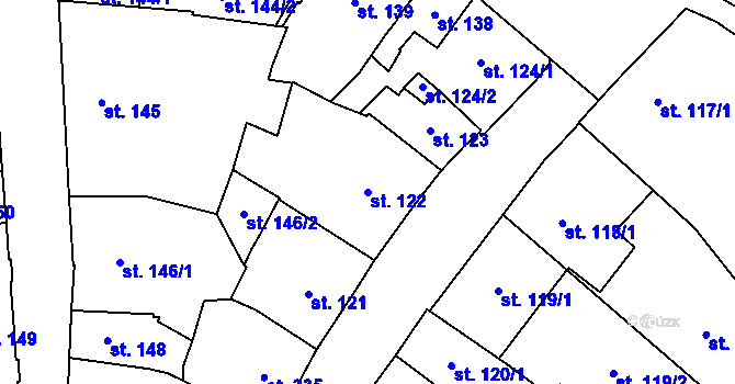 Parcela st. 122 v KÚ Žatec, Katastrální mapa