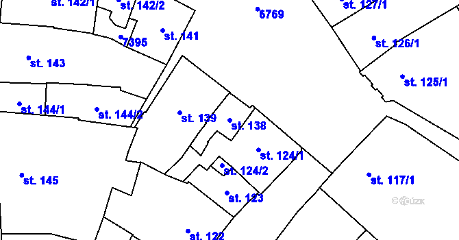 Parcela st. 138 v KÚ Žatec, Katastrální mapa