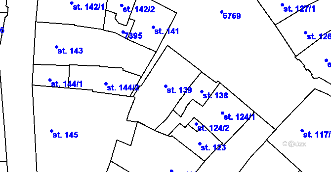 Parcela st. 139 v KÚ Žatec, Katastrální mapa