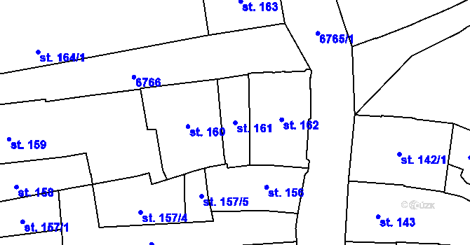 Parcela st. 161 v KÚ Žatec, Katastrální mapa