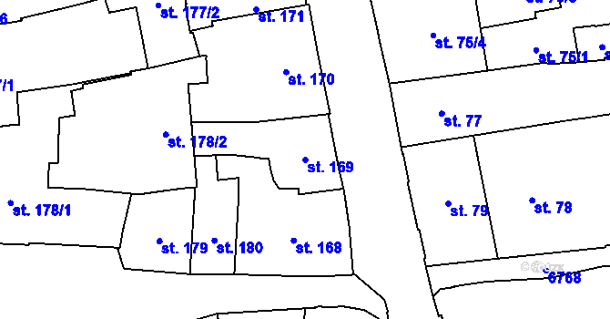 Parcela st. 169 v KÚ Žatec, Katastrální mapa
