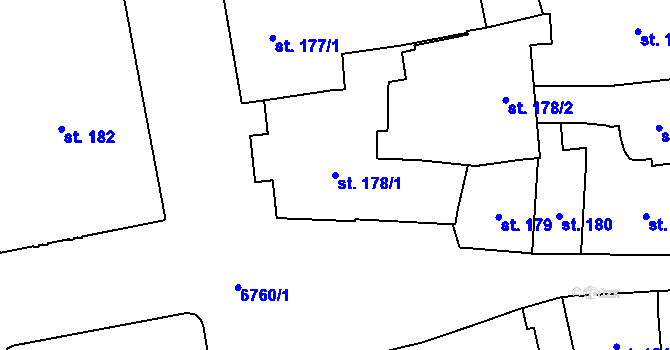 Parcela st. 178/1 v KÚ Žatec, Katastrální mapa