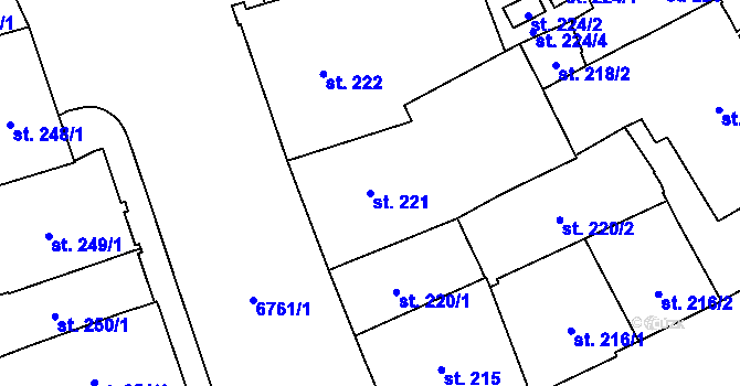 Parcela st. 221 v KÚ Žatec, Katastrální mapa