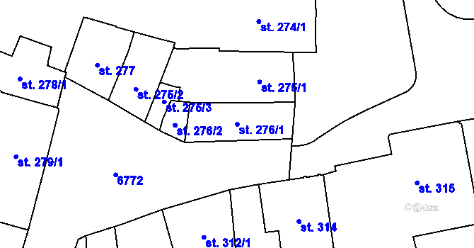 Parcela st. 276/1 v KÚ Žatec, Katastrální mapa