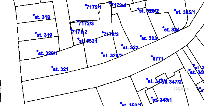 Parcela st. 320/2 v KÚ Žatec, Katastrální mapa