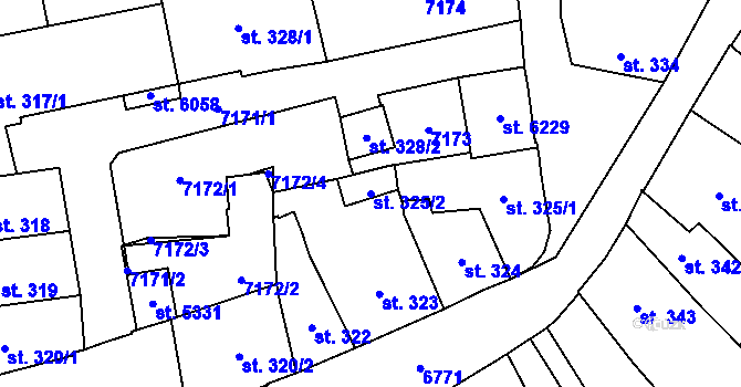 Parcela st. 325/2 v KÚ Žatec, Katastrální mapa
