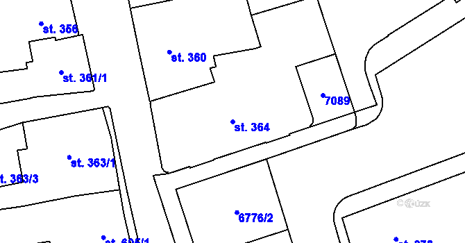 Parcela st. 364 v KÚ Žatec, Katastrální mapa
