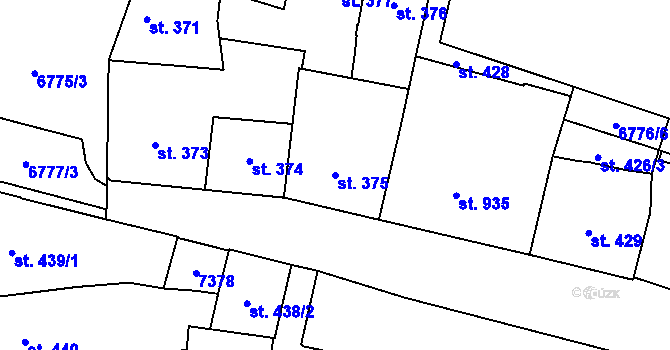 Parcela st. 375 v KÚ Žatec, Katastrální mapa