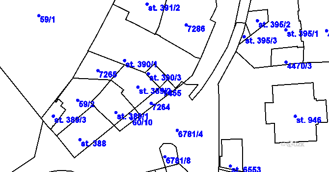 Parcela st. 390/2 v KÚ Žatec, Katastrální mapa