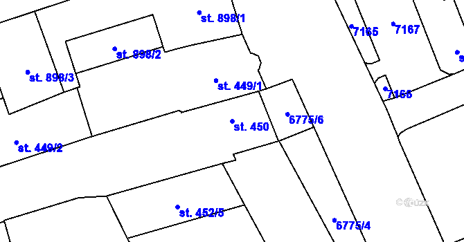 Parcela st. 450 v KÚ Žatec, Katastrální mapa