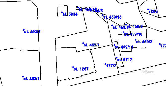 Parcela st. 459/1 v KÚ Žatec, Katastrální mapa