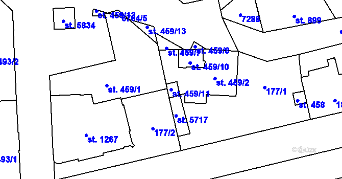 Parcela st. 459/11 v KÚ Žatec, Katastrální mapa