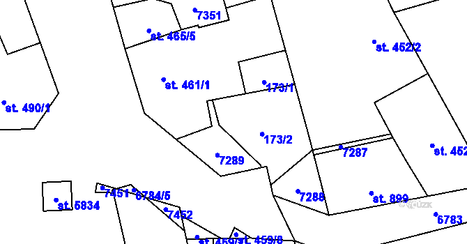 Parcela st. 461/2 v KÚ Žatec, Katastrální mapa