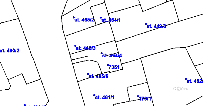 Parcela st. 464/4 v KÚ Žatec, Katastrální mapa