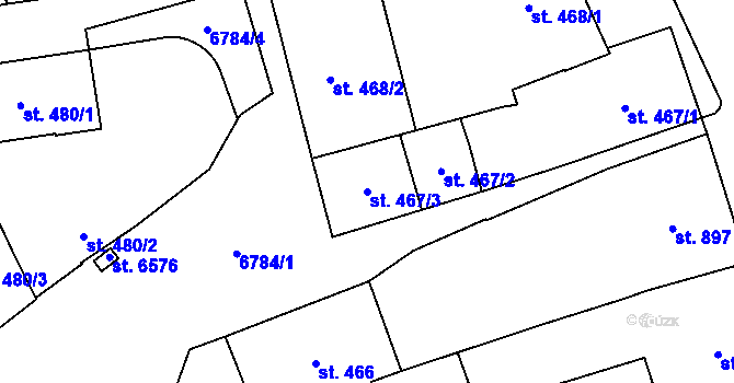 Parcela st. 467/3 v KÚ Žatec, Katastrální mapa