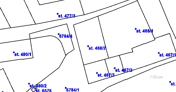 Parcela st. 468/2 v KÚ Žatec, Katastrální mapa