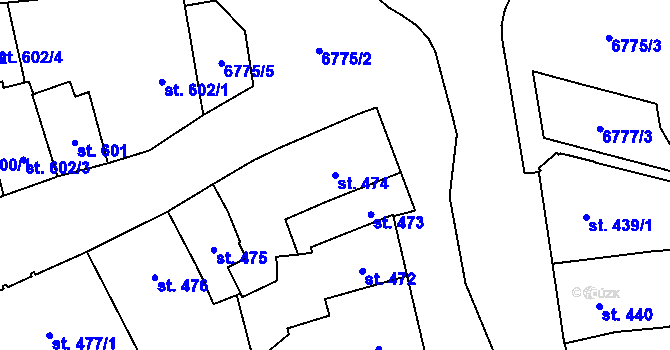 Parcela st. 474 v KÚ Žatec, Katastrální mapa