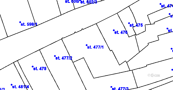 Parcela st. 477/1 v KÚ Žatec, Katastrální mapa