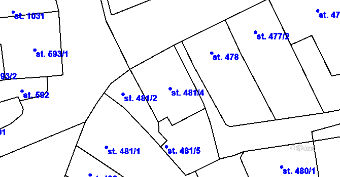 Parcela st. 481/4 v KÚ Žatec, Katastrální mapa