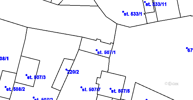 Parcela st. 507/1 v KÚ Žatec, Katastrální mapa