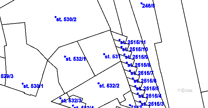 Parcela st. 531 v KÚ Žatec, Katastrální mapa